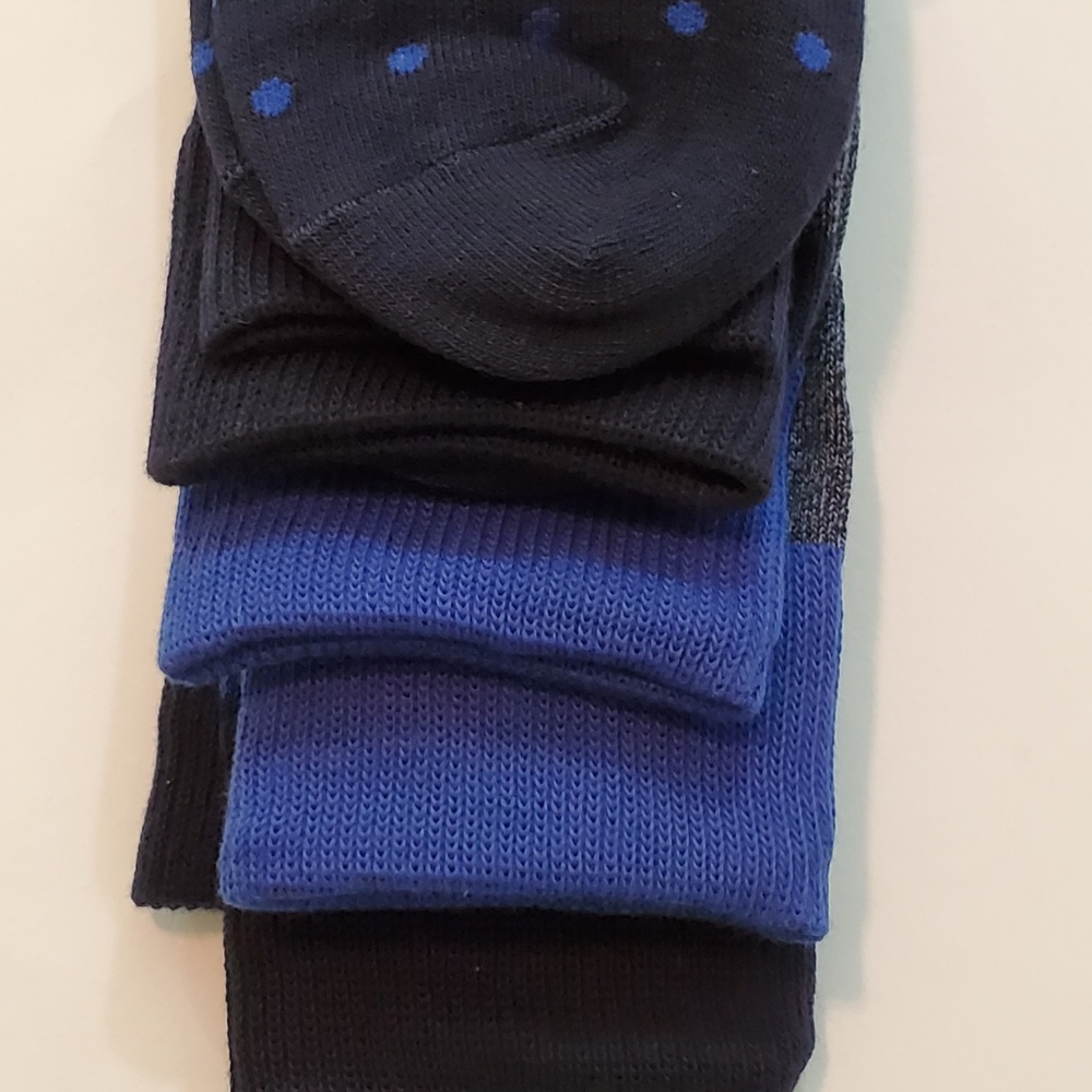 3 Pairs of Colorful Blue Patterned Crew Socks - Picture 3 of 3